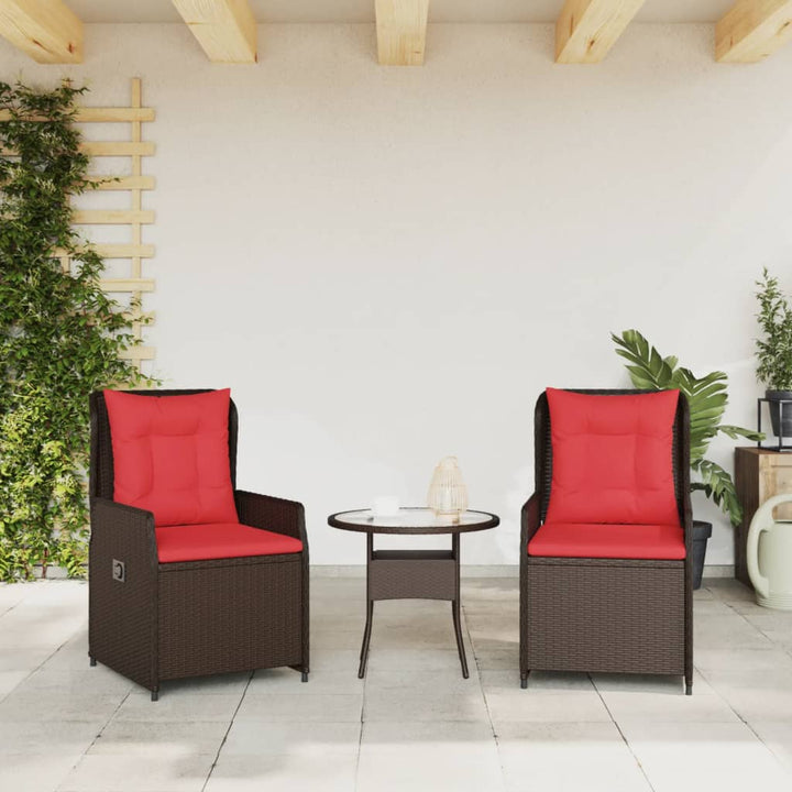 havestole med hvilestol 2 stk. brun polyrattan