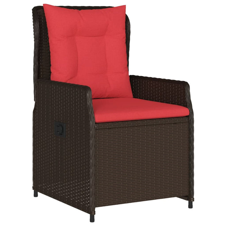 havestole med hvilestol 2 stk. brun polyrattan