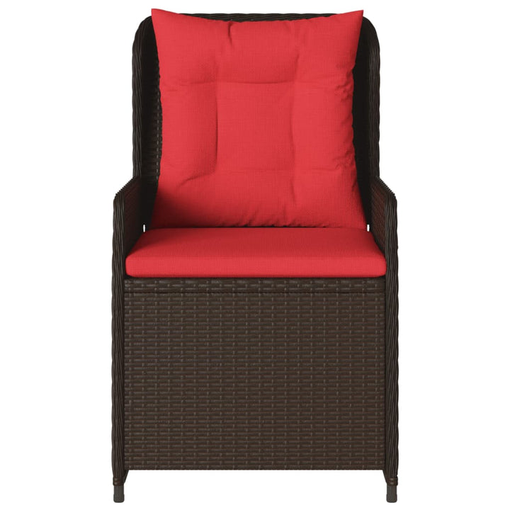 havestole med hvilestol 2 stk. brun polyrattan