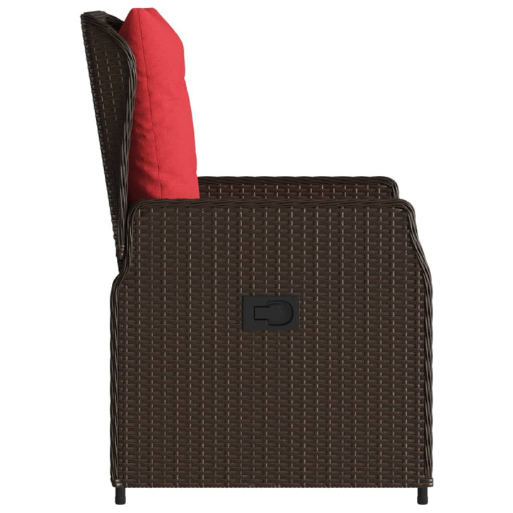 havestole med hvilestol 2 stk. brun polyrattan