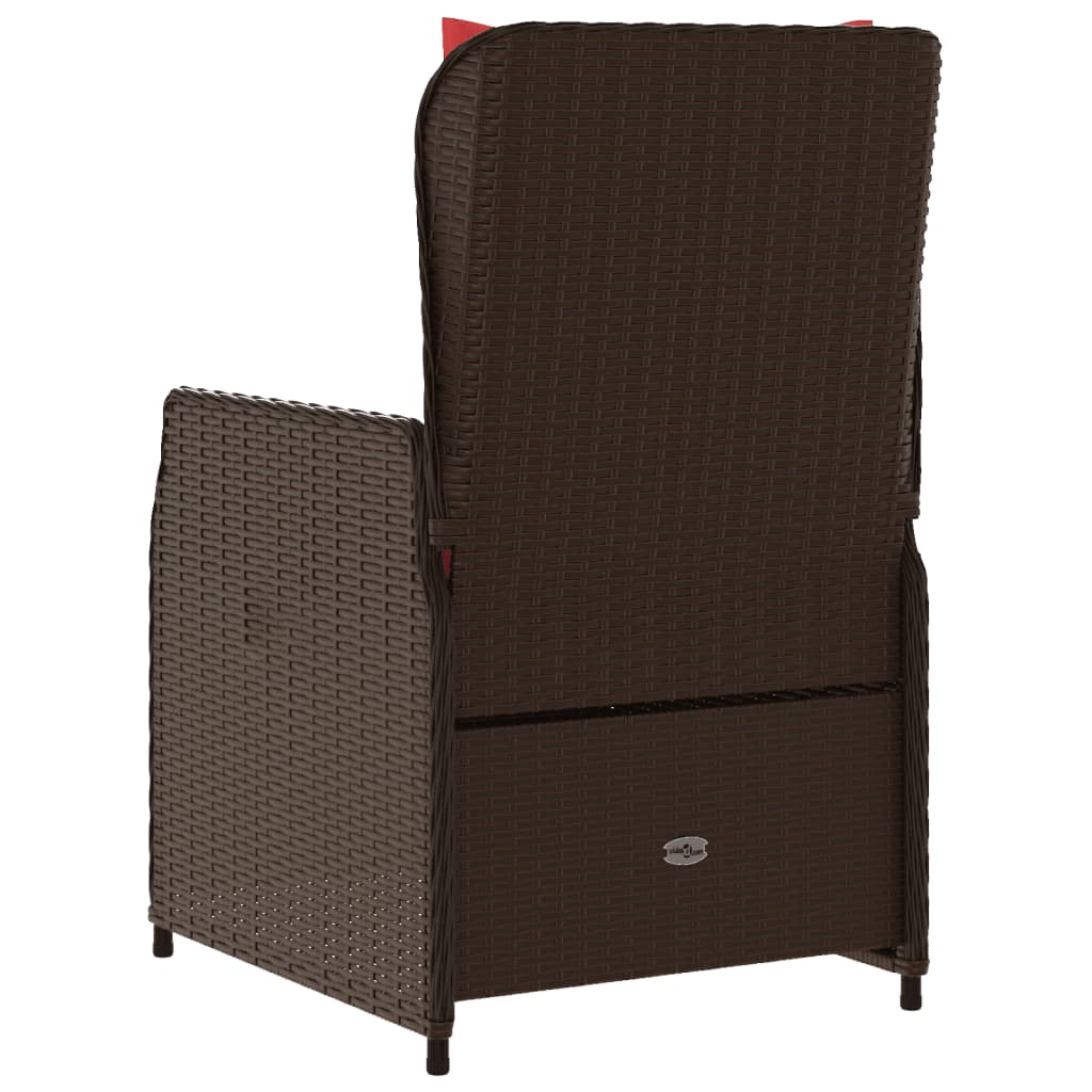 havestole med hvilestol 2 stk. brun polyrattan