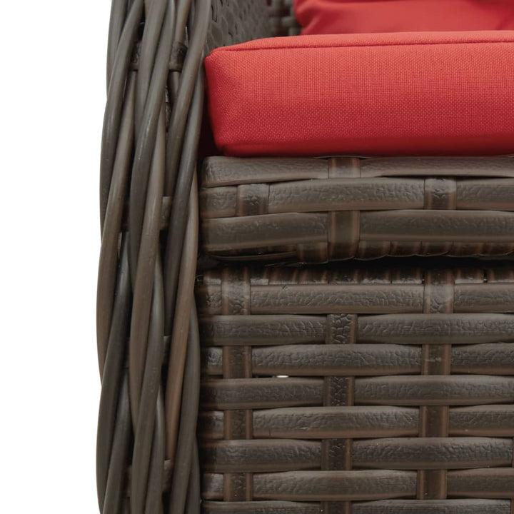 havestole med hvilestol 2 stk. brun polyrattan
