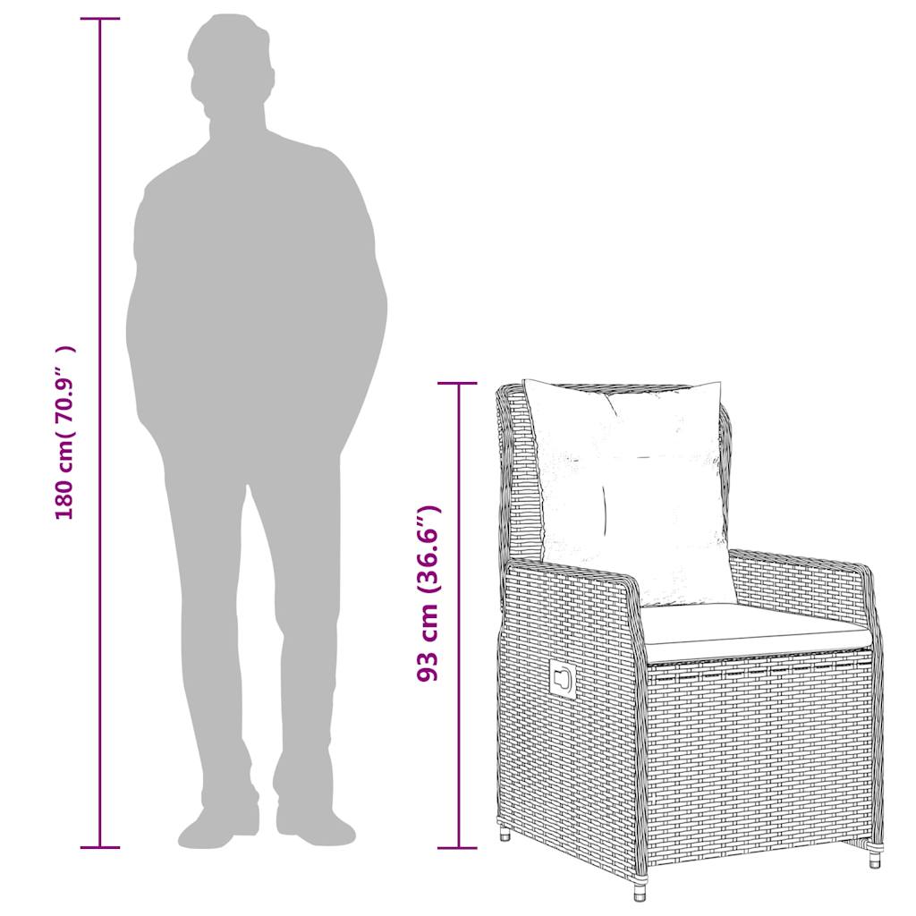 havestole med hvilestol 2 stk. brun polyrattan