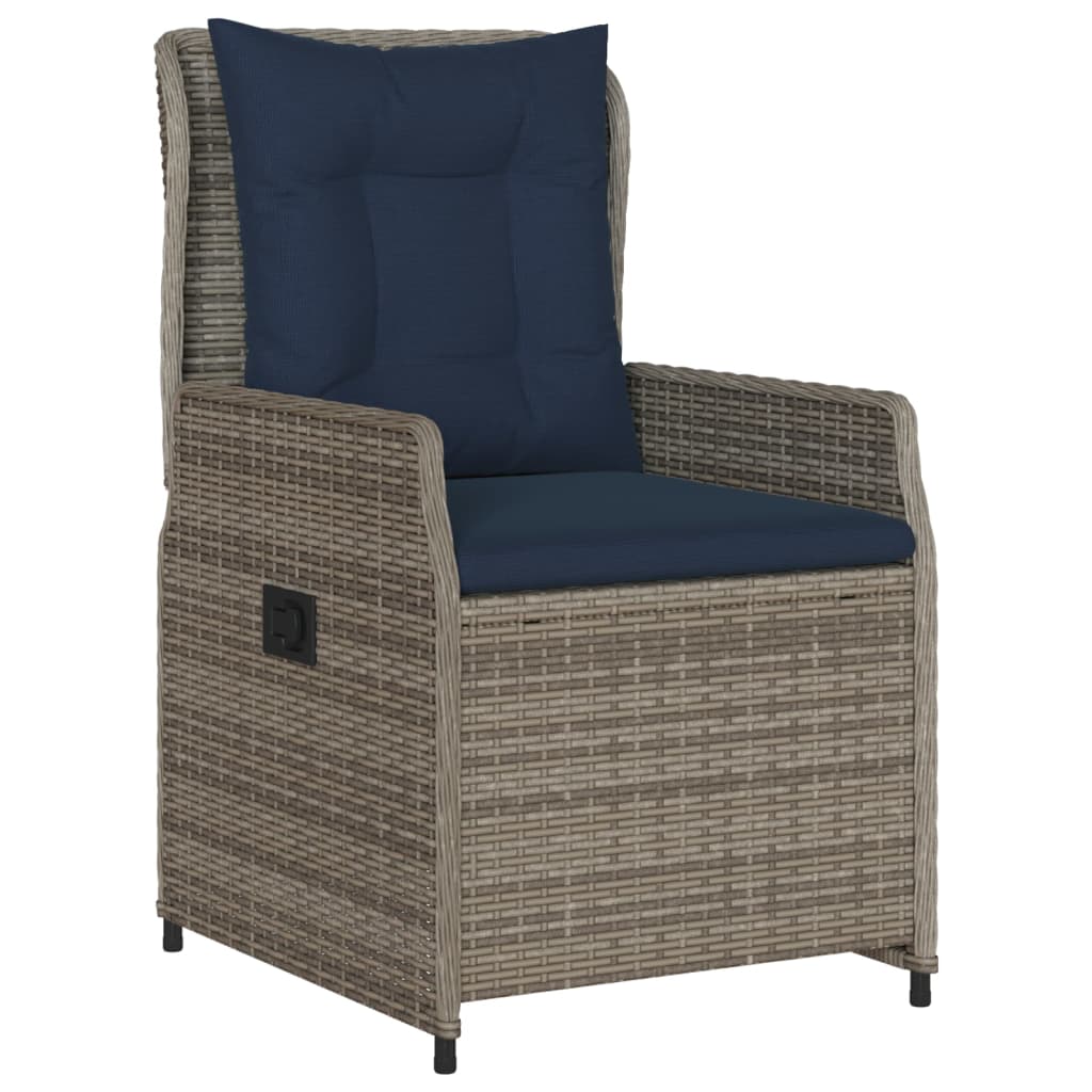 havestole med hvilestol 2 stk. grå polyrattan