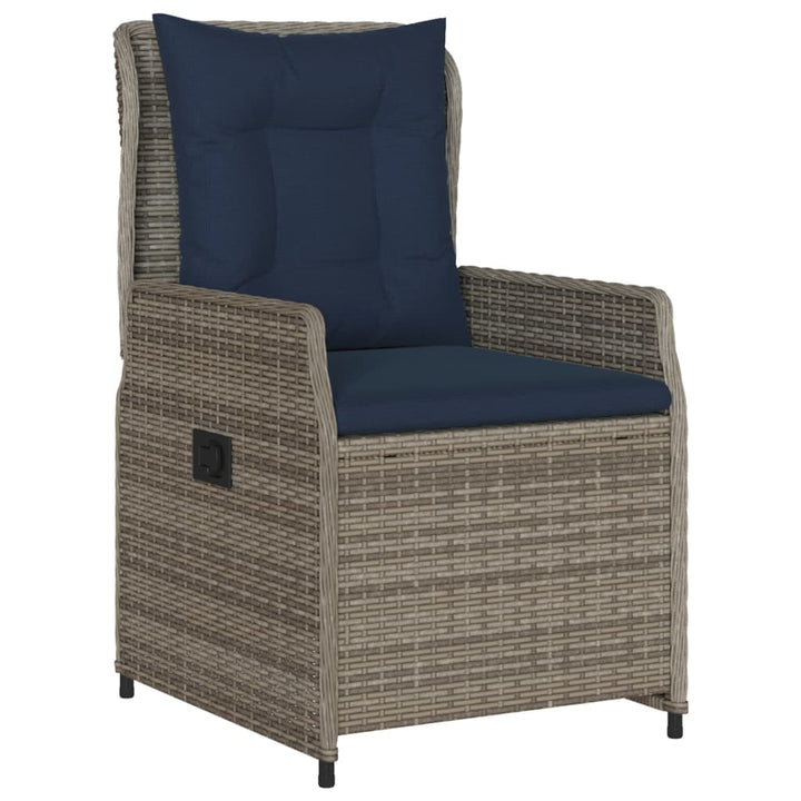 havestole med hvilestol 2 stk. grå polyrattan