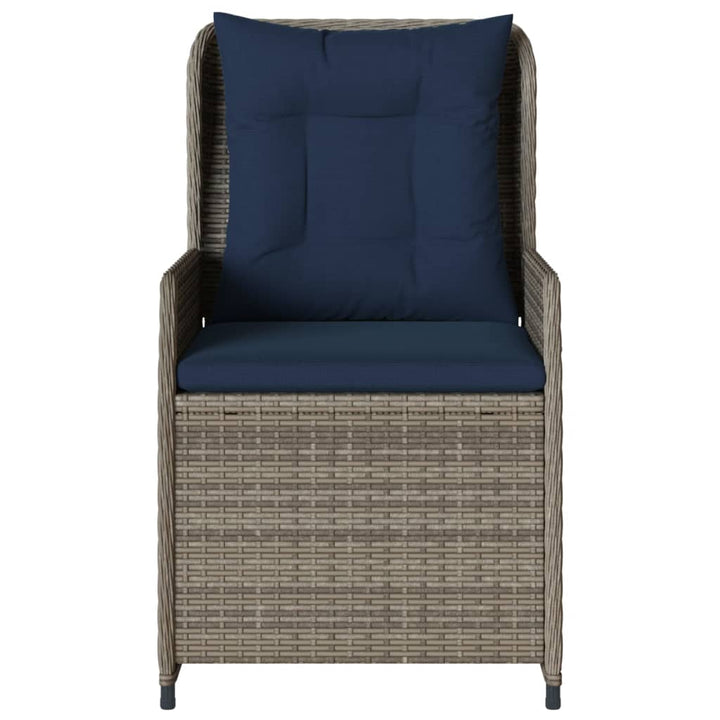 havestole med hvilestol 2 stk. grå polyrattan