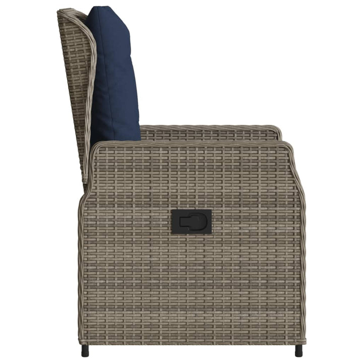 havestole med hvilestol 2 stk. grå polyrattan