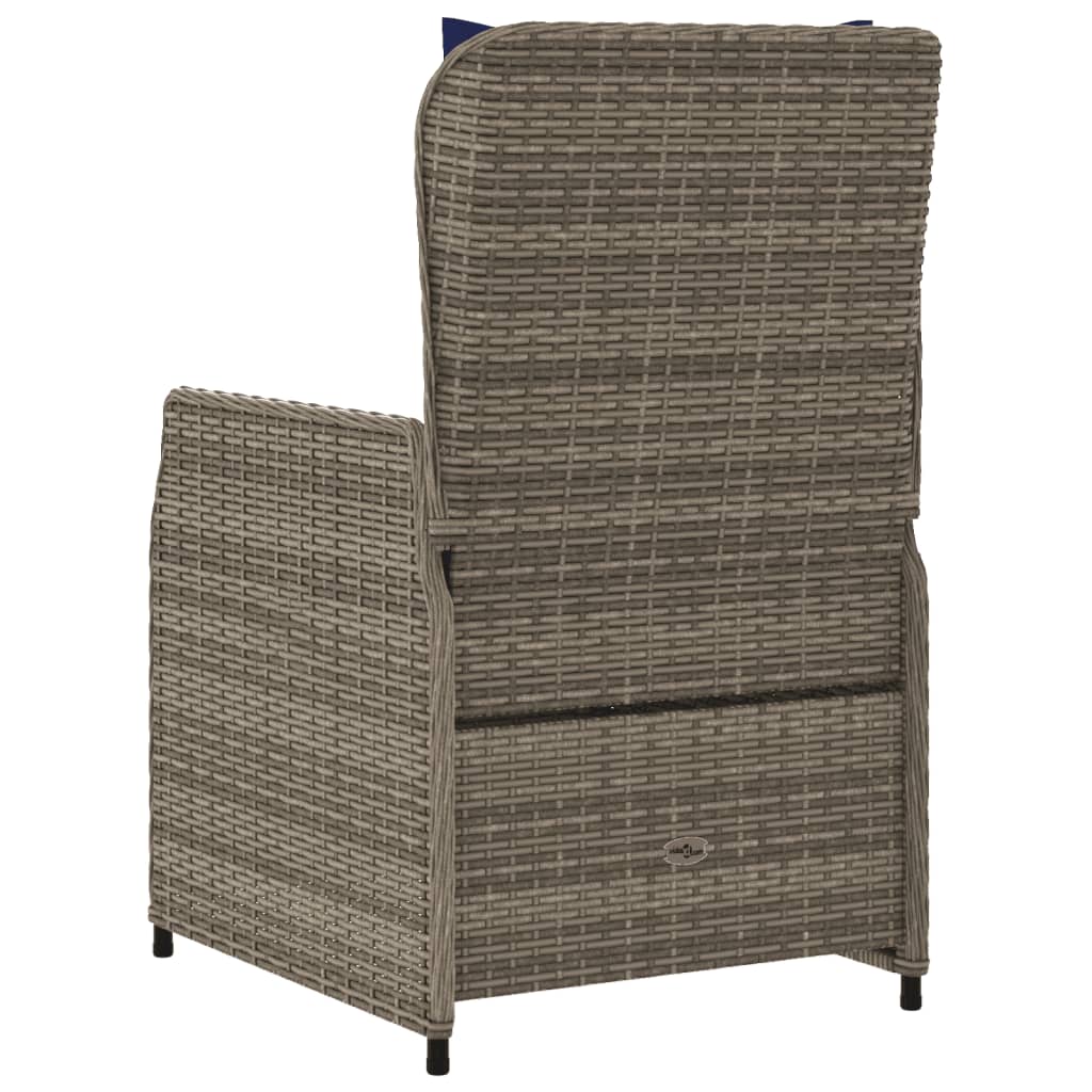 havestole med hvilestol 2 stk. grå polyrattan