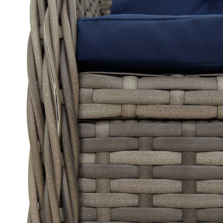 havestole med hvilestol 2 stk. grå polyrattan