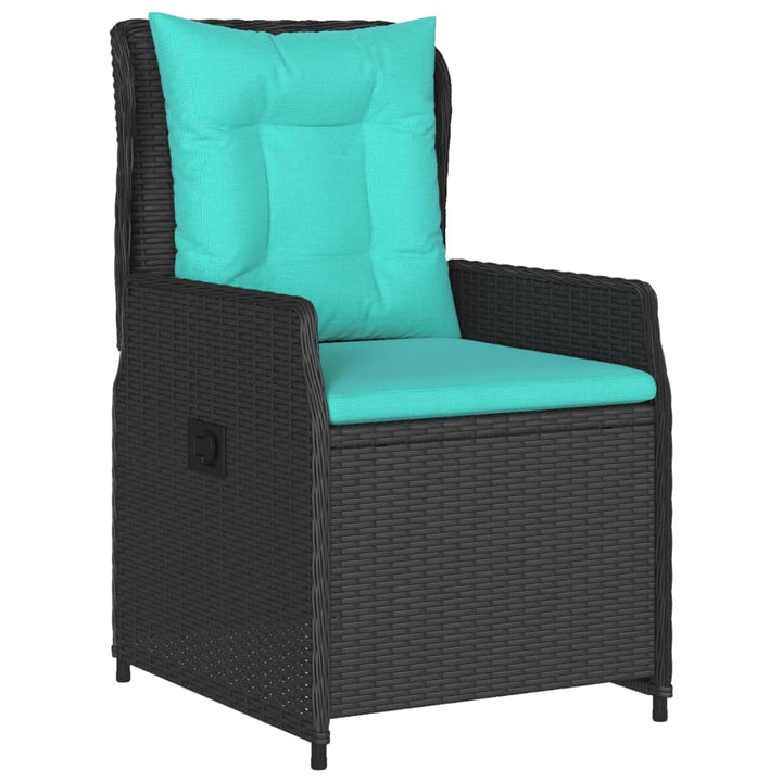 havestole med hvilestol 2 stk. sort polyrattan