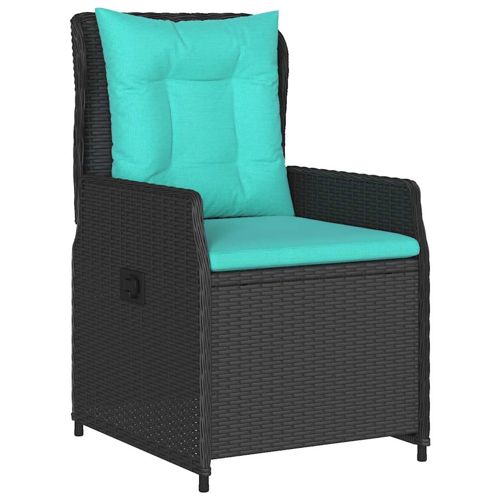 havestole med hvilestol 2 stk. sort polyrattan