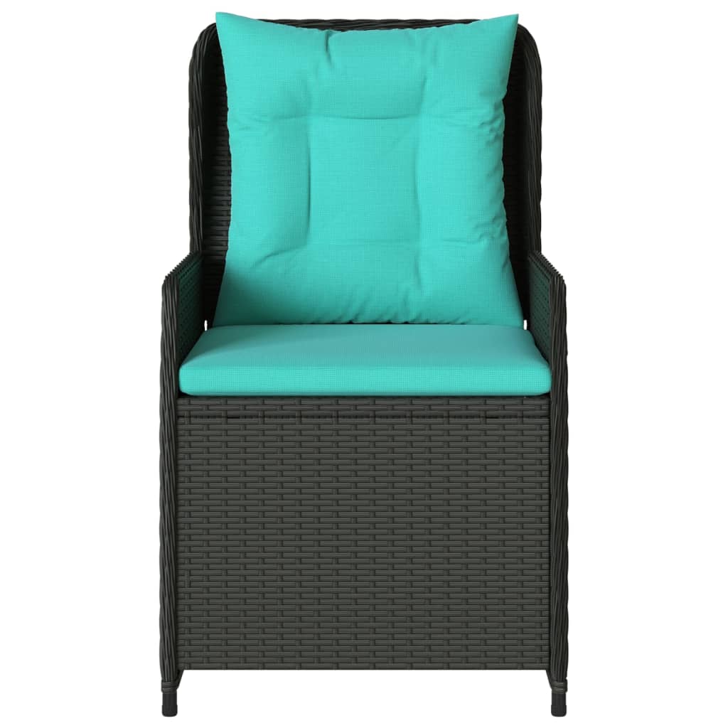 havestole med hvilestol 2 stk. sort polyrattan