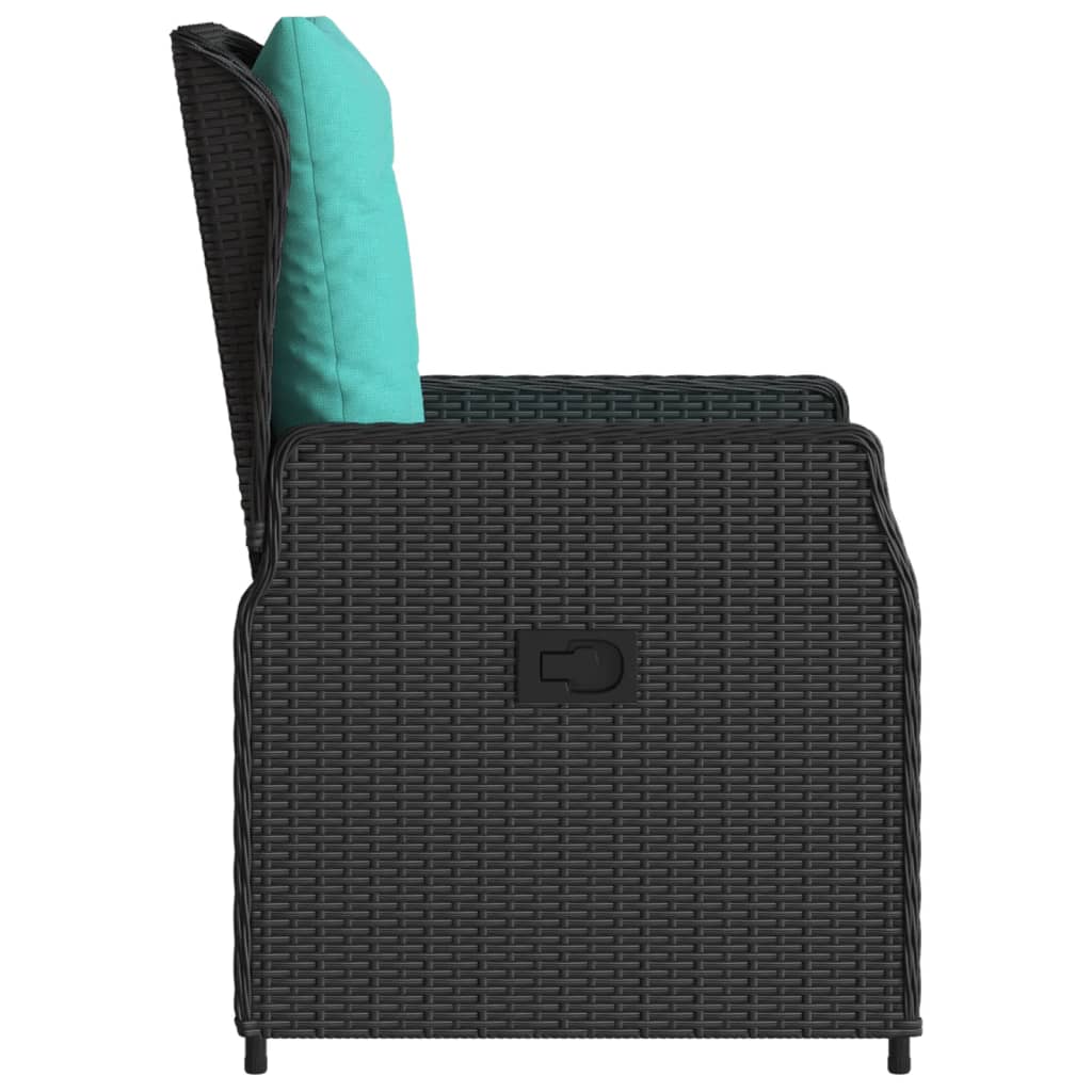 havestole med hvilestol 2 stk. sort polyrattan