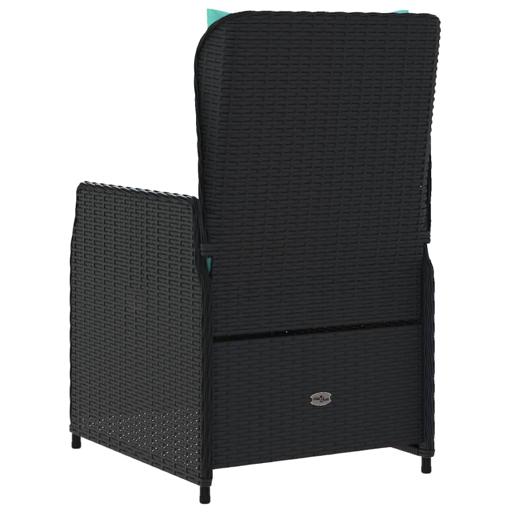 havestole med hvilestol 2 stk. sort polyrattan