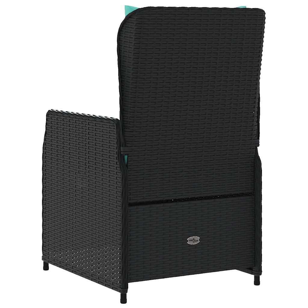 havestole med hvilestol 2 stk. sort polyrattan