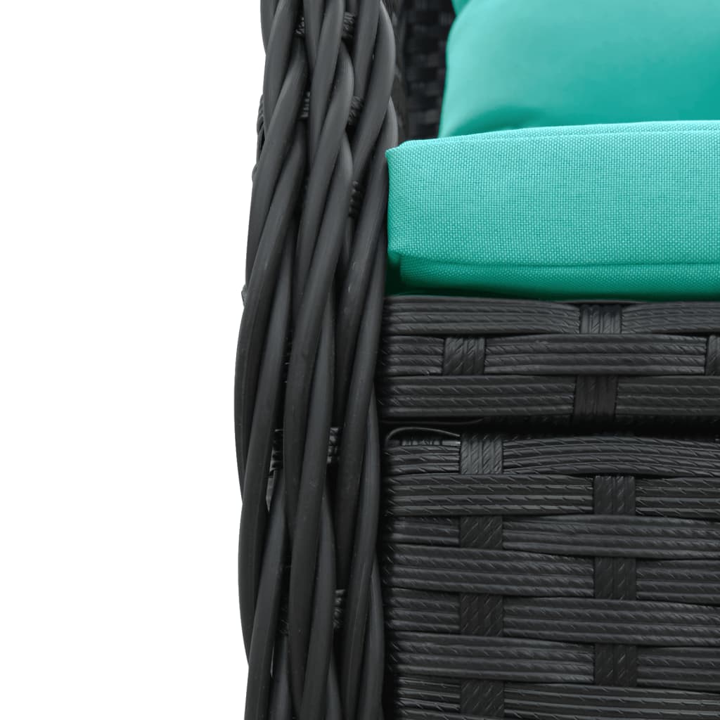 havestole med hvilestol 2 stk. sort polyrattan