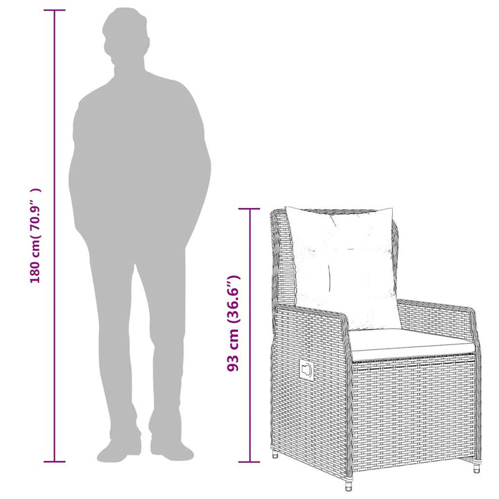 havestole med hvilestol 2 stk. sort polyrattan