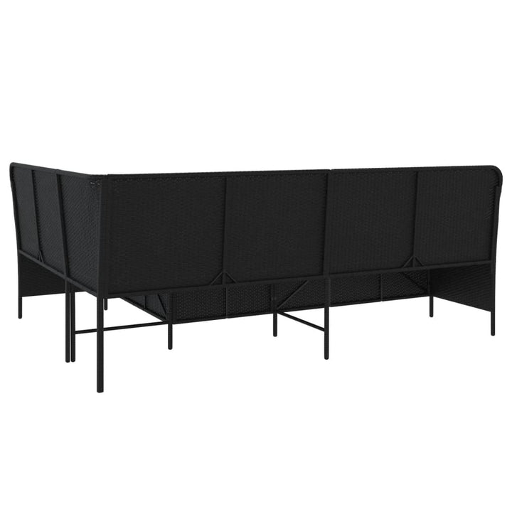 havesofa med hynder L-formet sort polyrattan