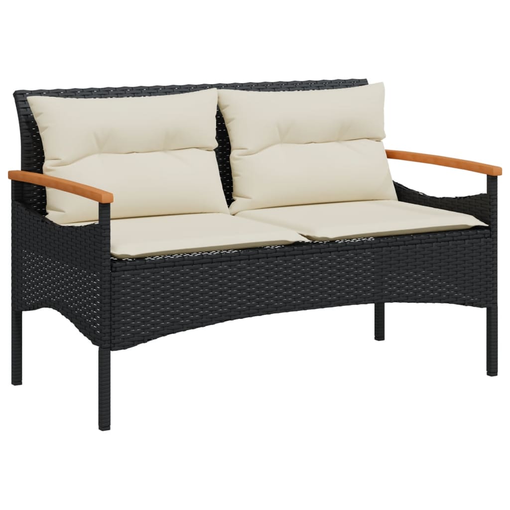 sofasæt til haven 4 dele med hynder polyrattan sort
