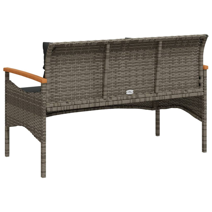 havebænk med hynder 116x62,5x74 cm polyrattan grå