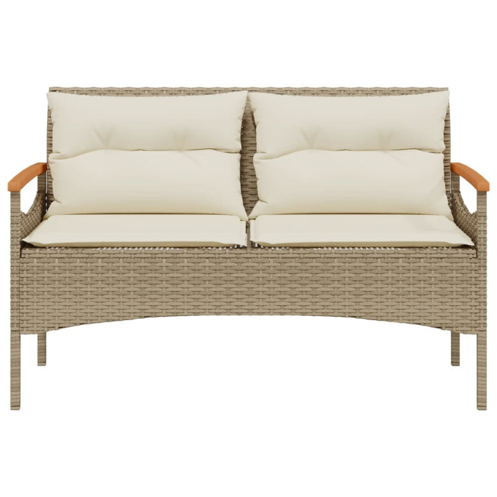 havebænk med hynder 116x62,5x74 cm polyrattan beige