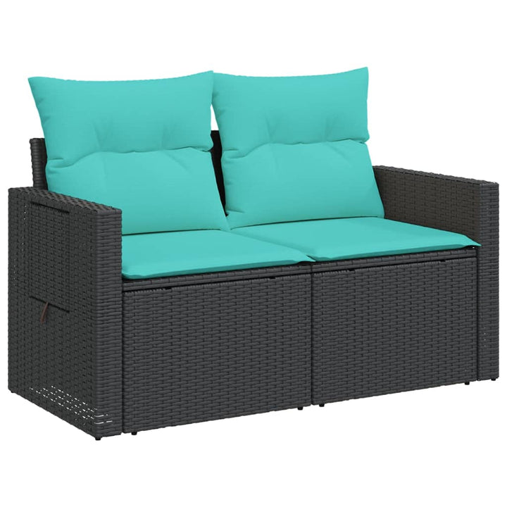 havesofasæt 3 dele med hynder sort polyrattan