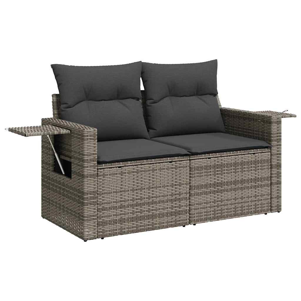 havesofasæt 3 dele med hynder polyrattan grå
