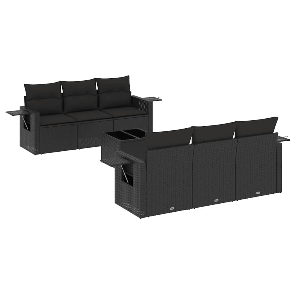sofasæt til haven 7 dele med hynder polyrattan sort