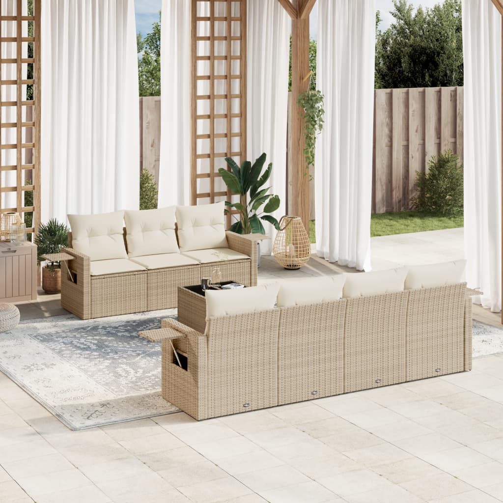 sofasæt til haven 8 dele med hynder polyrattan beige