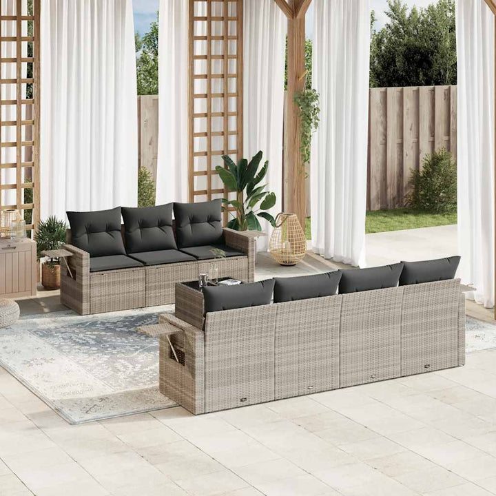 sofasæt til haven 8 dele med hynder polyrattan lysegrå