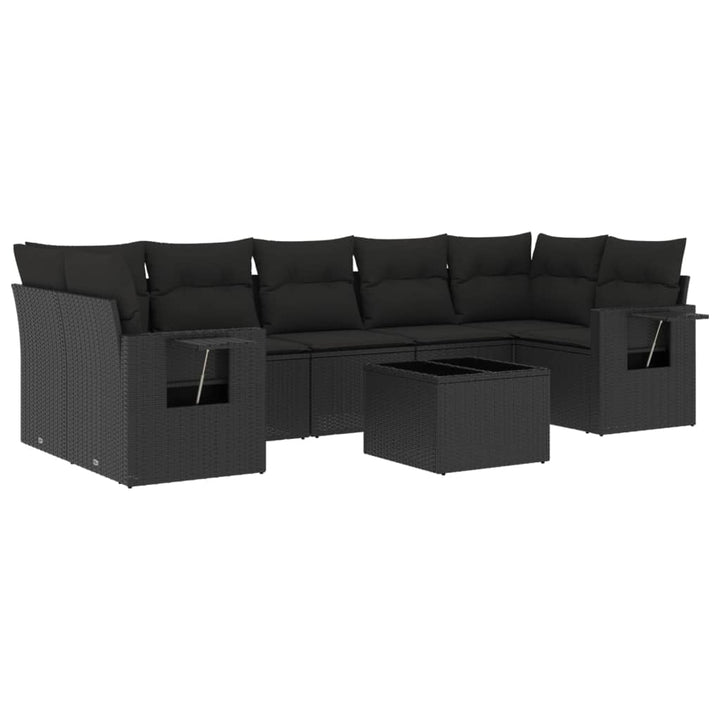 sofasæt til haven 8 dele med hynder polyrattan sort