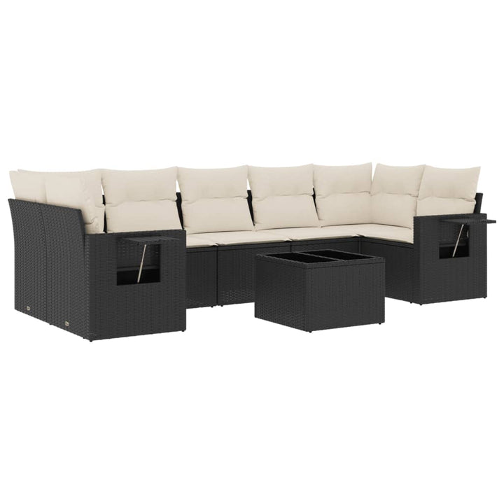 sofasæt til haven 8 dele med hynder polyrattan sort