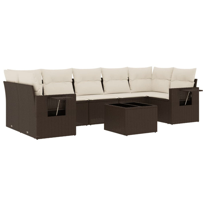 sofasæt til haven 8 dele med hynder polyrattan brun