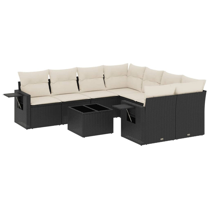 sofasæt til haven 9 dele med hynder polyrattan sort