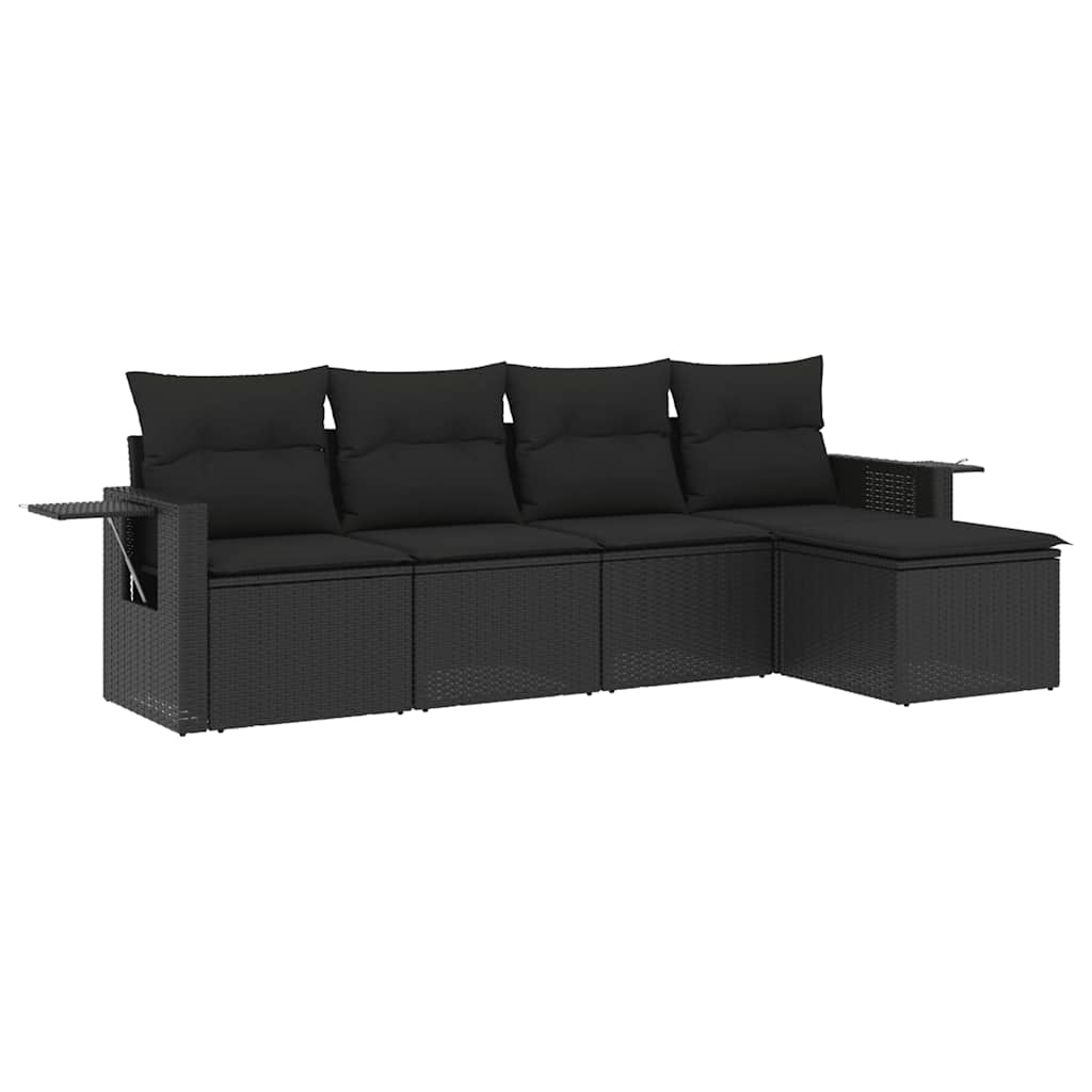 sofasæt til haven 5 dele med hynder polyrattan sort