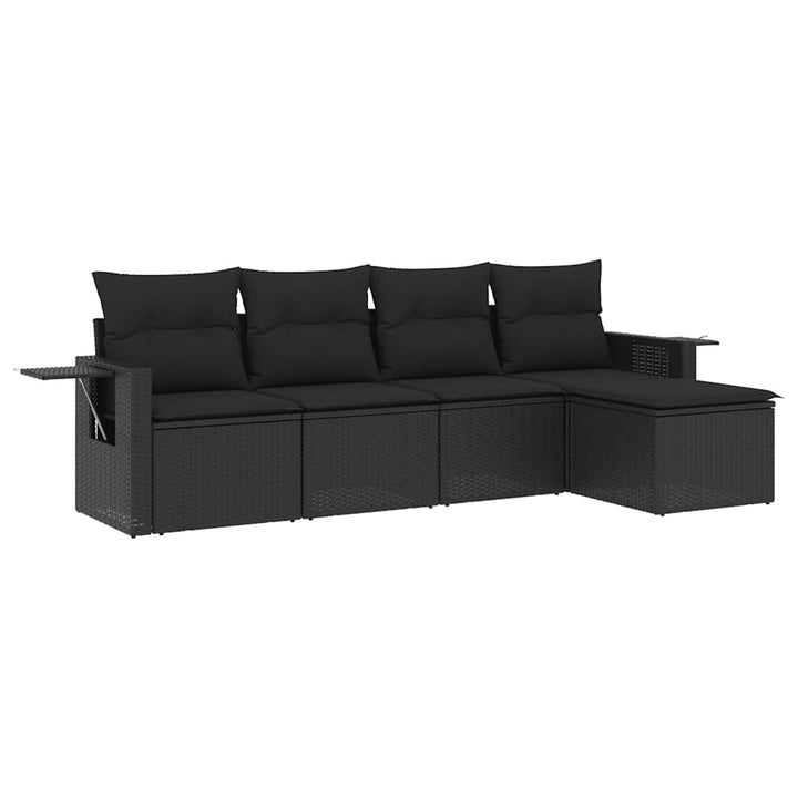 sofasæt til haven 5 dele med hynder polyrattan sort