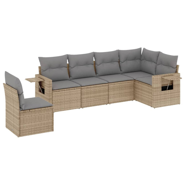 sofasæt til haven 6 dele med hynder polyrattan beige