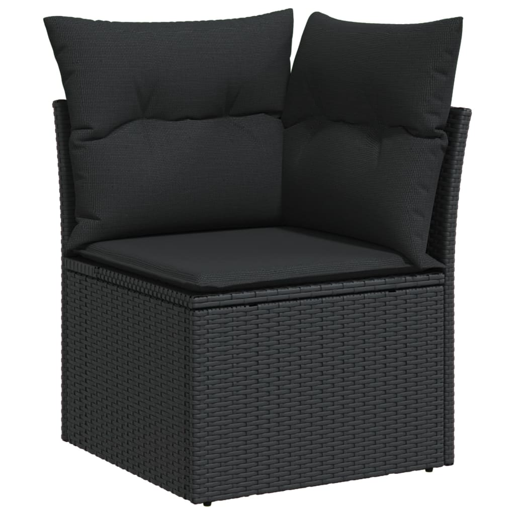 sofasæt til haven 7 dele med hynder polyrattan sort