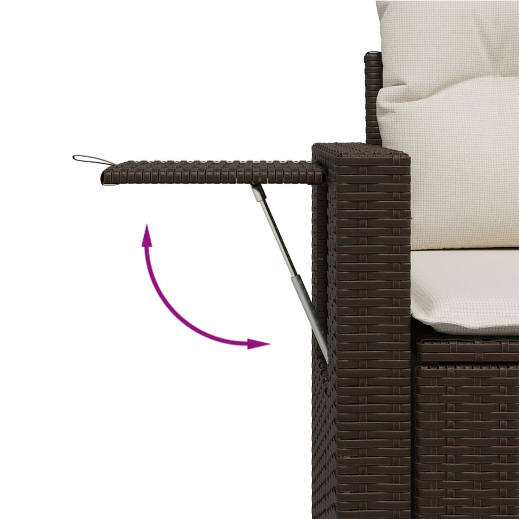 sofasæt til haven 7 dele med hynder polyrattan brun