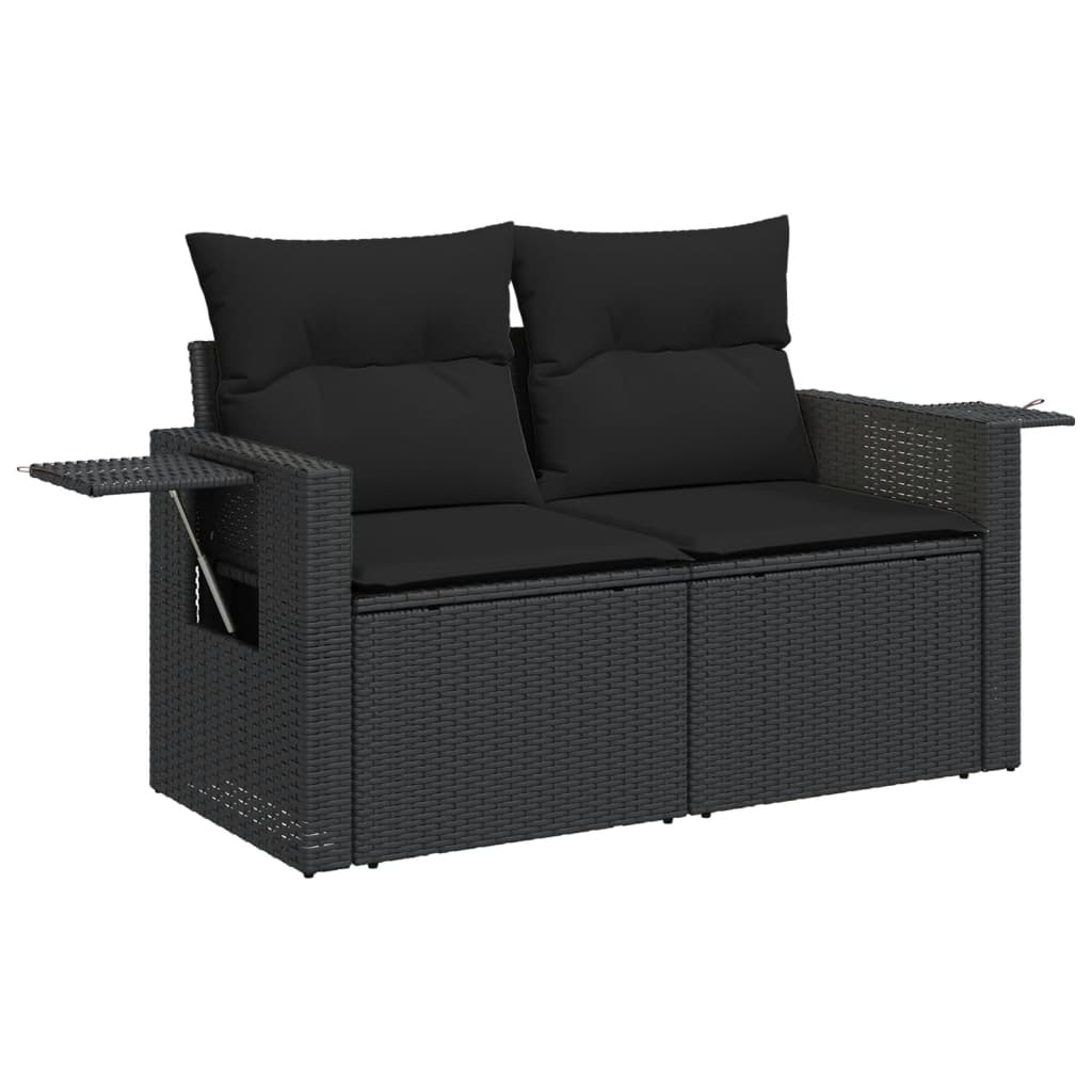 sofasæt til haven 7 dele med hynder polyrattan sort