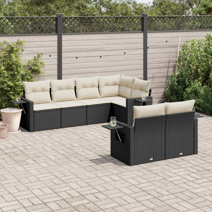 sofasæt til haven 7 dele med hynder polyrattan sort