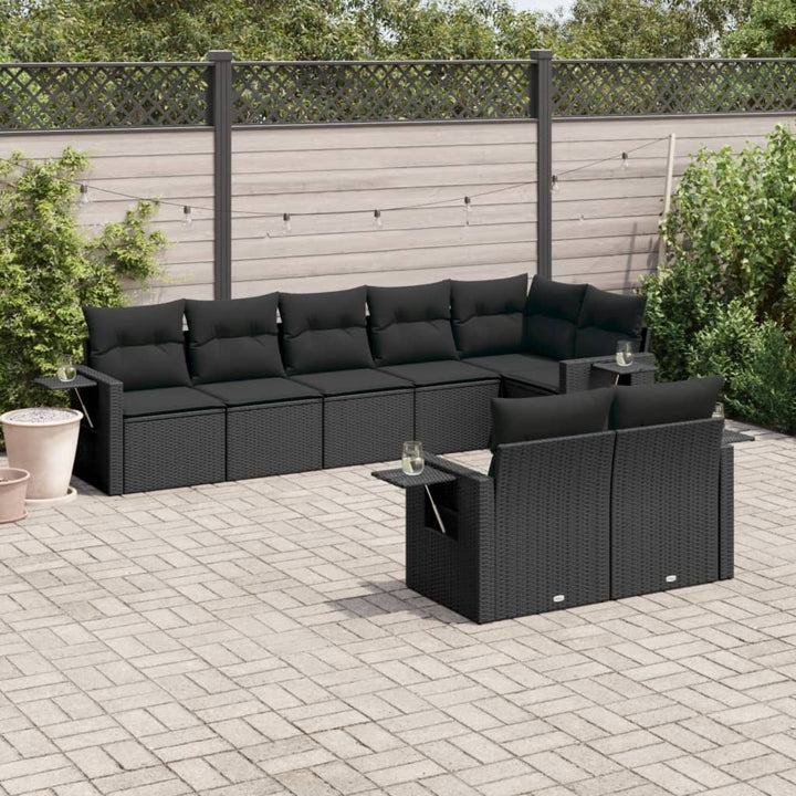sofasæt til haven 8 dele med hynder polyrattan sort