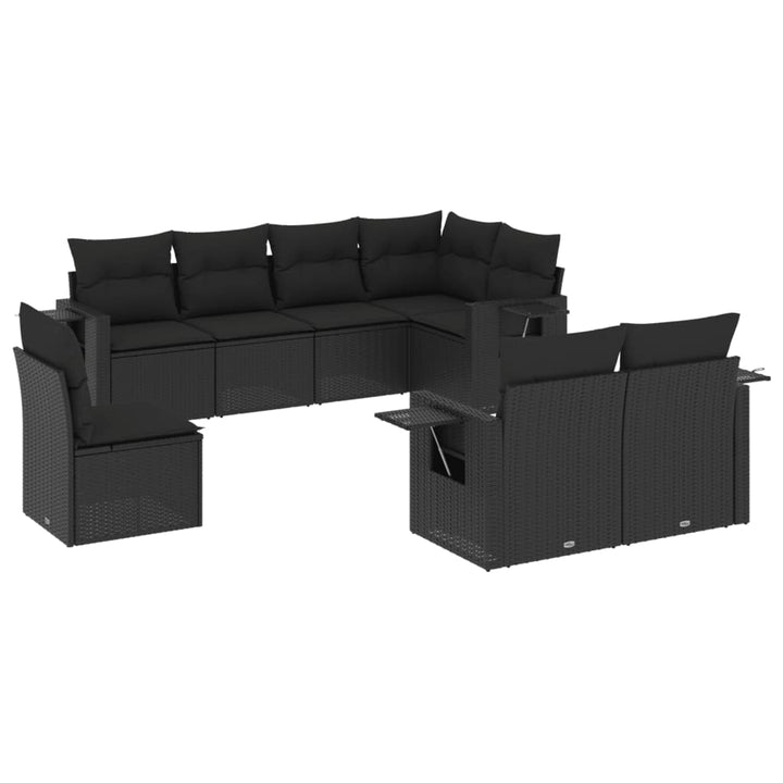 sofasæt til haven 8 dele med hynder polyrattan sort