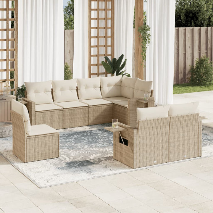 sofasæt til haven 8 dele med hynder polyrattan beige