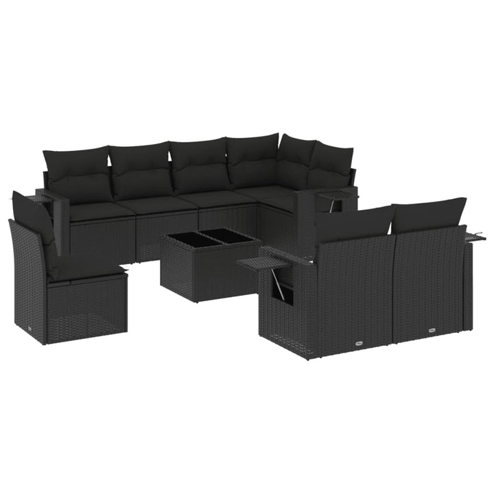 sofasæt til haven 9 dele med hynder polyrattan sort