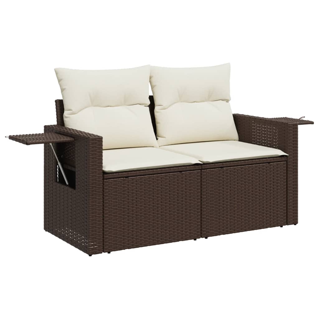 sofasæt til haven 9 dele med hynder polyrattan brun