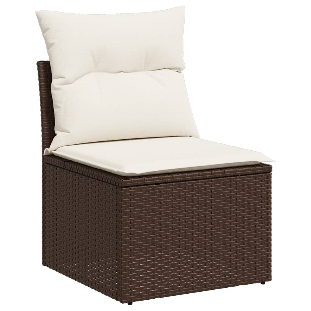 sofasæt til haven 9 dele med hynder polyrattan brun