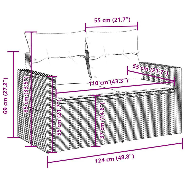 sofasæt til haven 6 dele med hynder polyrattan brun