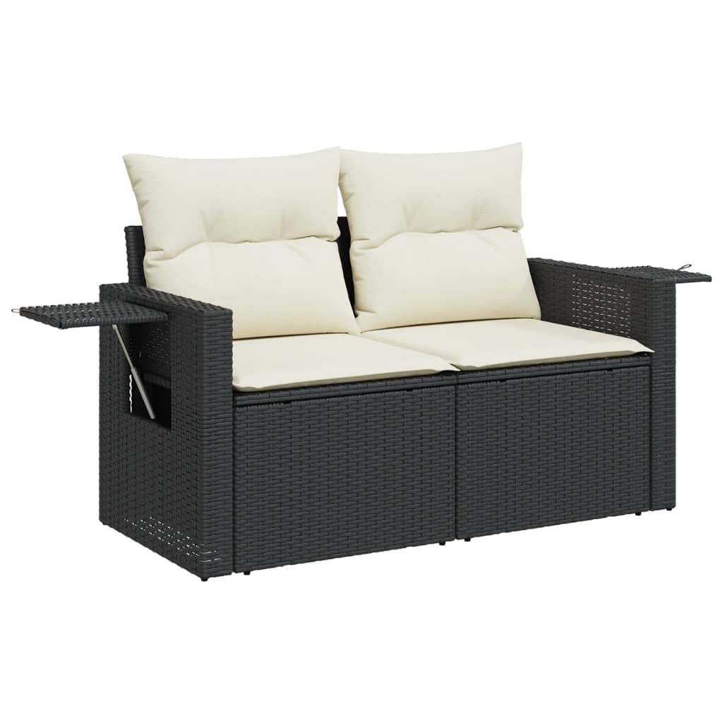 sofasæt til haven 7 dele med hynder polyrattan sort