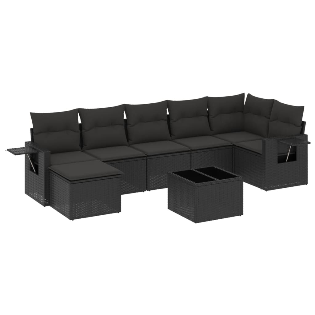 sofasæt til haven 8 dele med hynder polyrattan sort